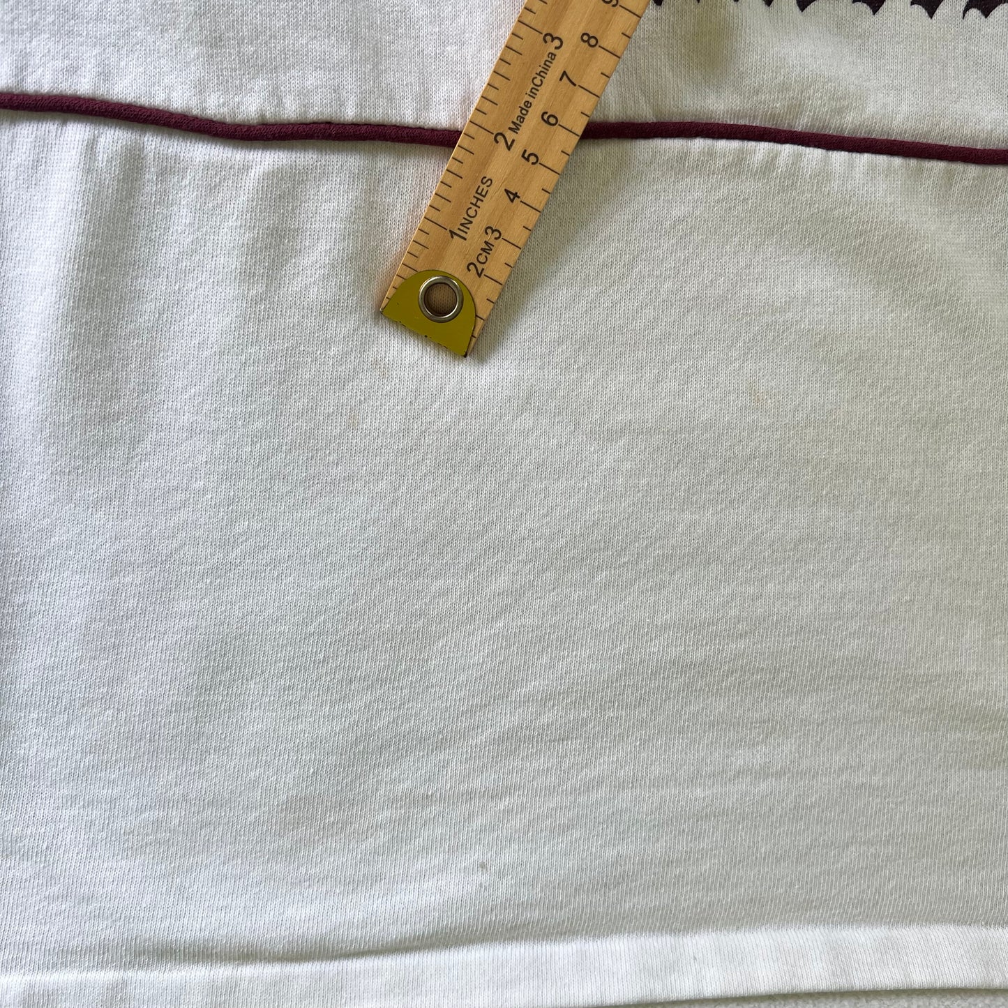 70s Southern Illinois University Salukis White Burgundy Stripe Sweatshirt - Large