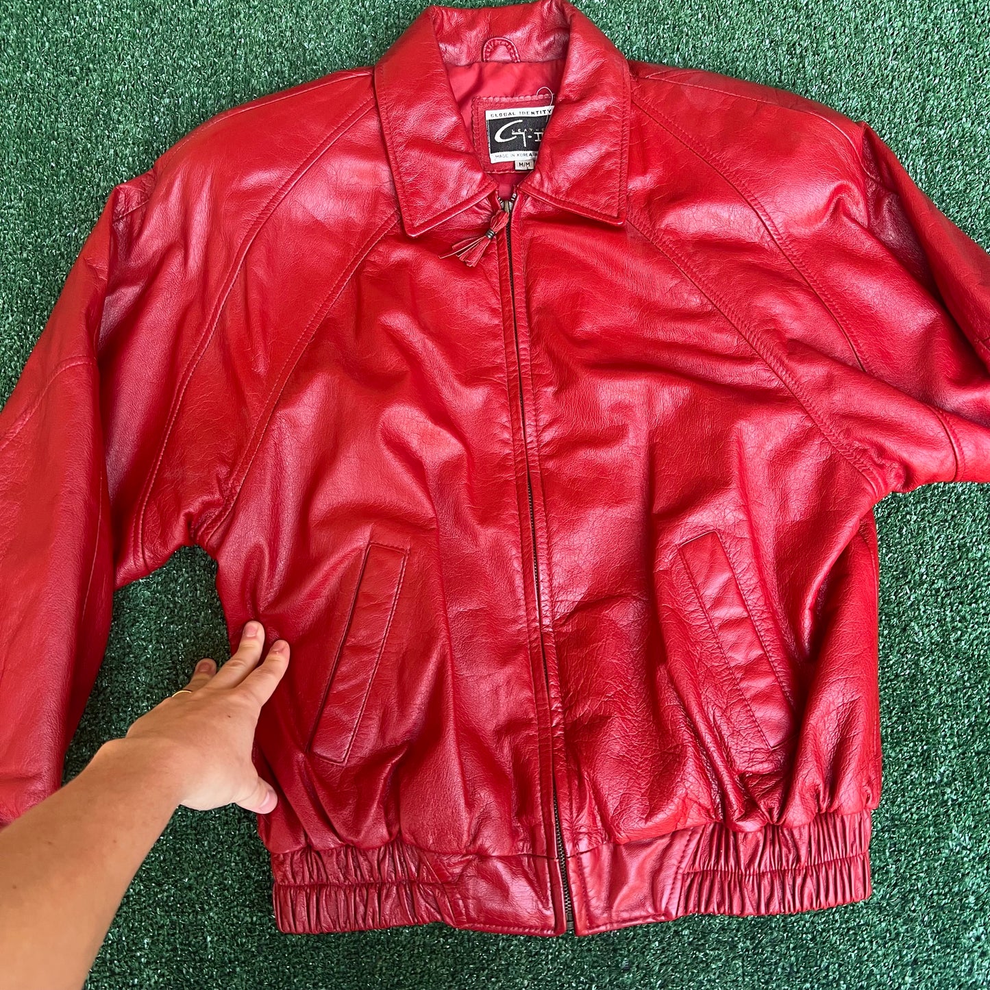 Vintage 80s Men's G-III G3 Michael Jackson Red Leather Bomber Jacket Medium