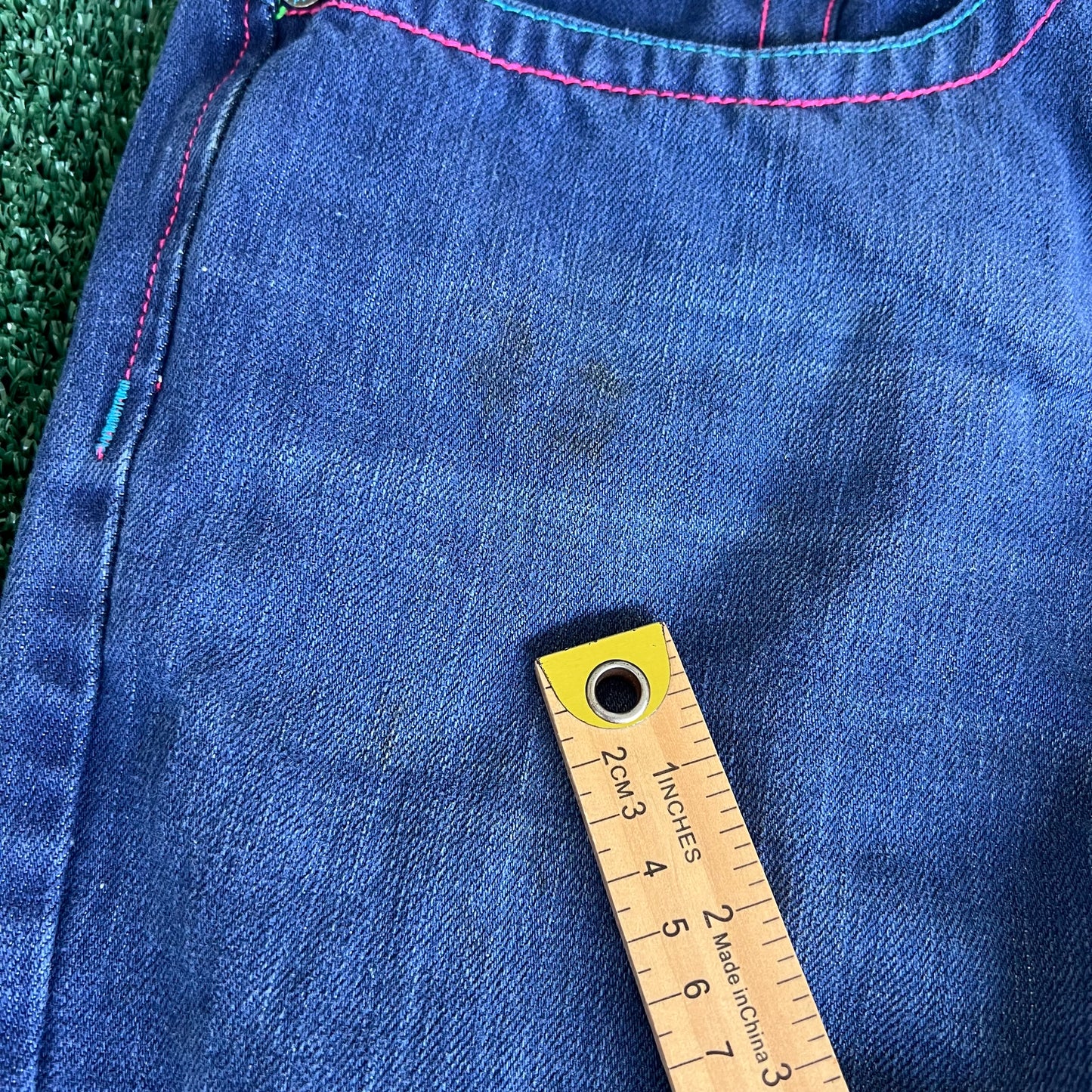 Y2K Songs Of Freedom Dark Blue Baggy Embroidered Jeans - 37x32" 20" Opening