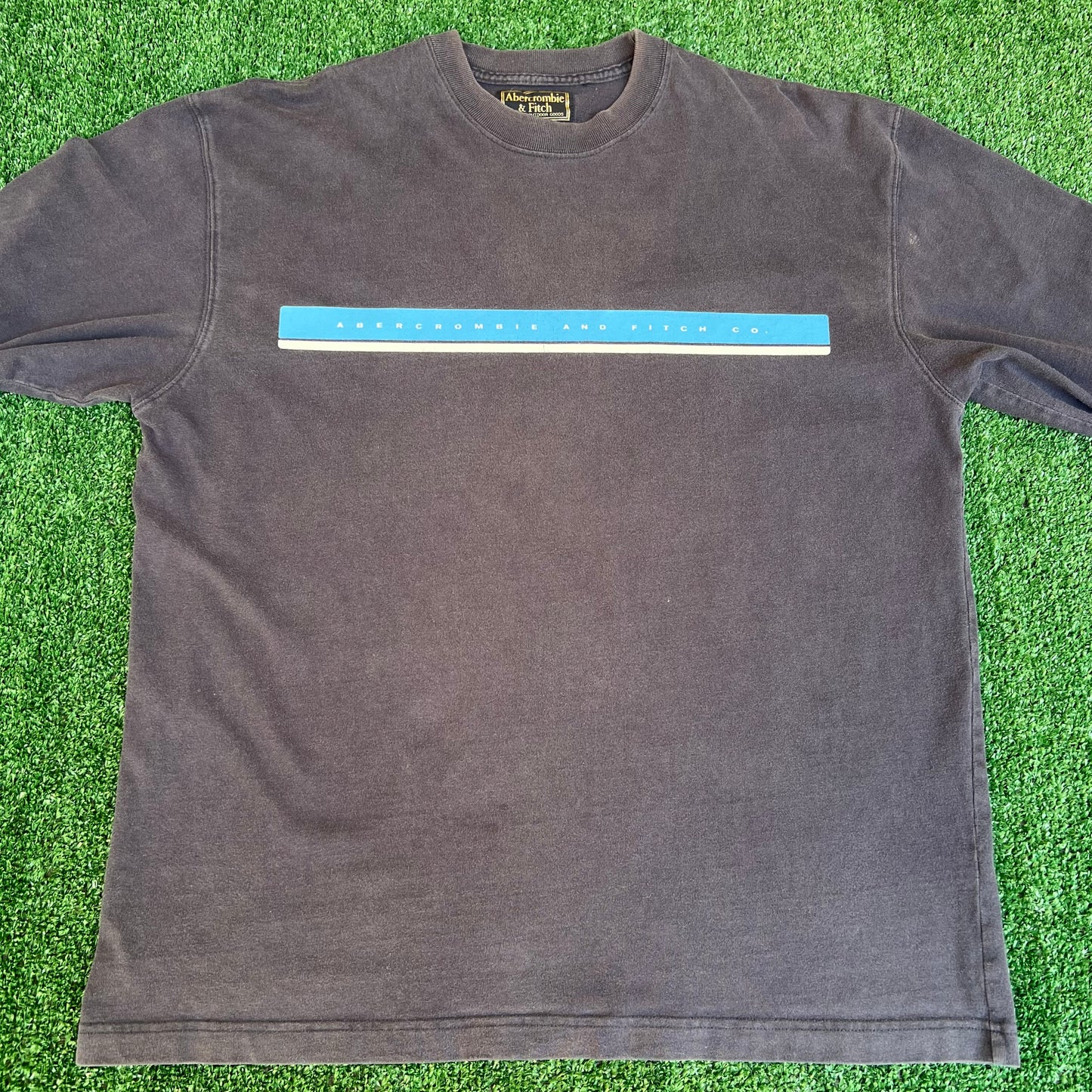 Vintage Y2K Abercrombie & Fitch AF Navy Blue Spellout Long Sleeve T-Shirt - Medium