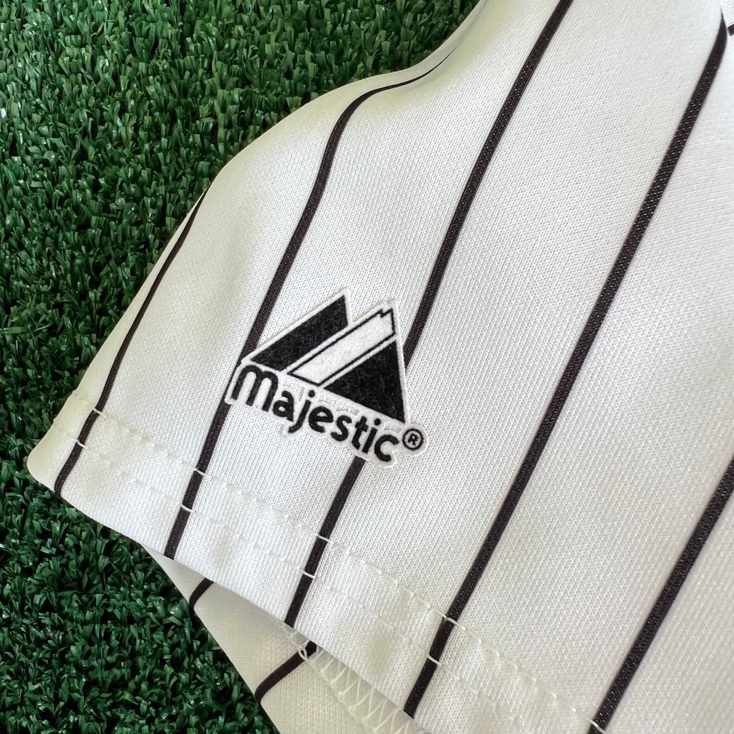 Y2K Majestic MLB Chicago White Sox Joe Crede #24 White Pinstripe Baseball Jersey - Medium