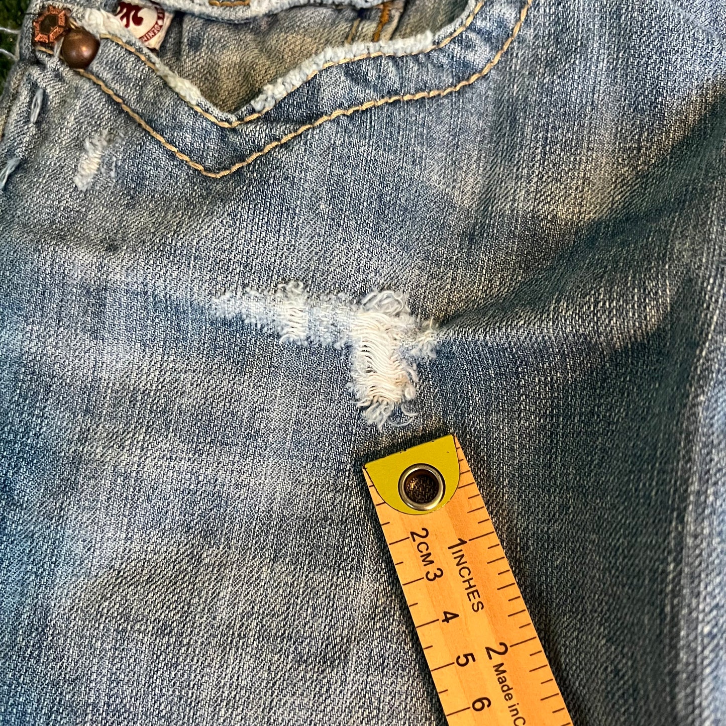 Y2K MEK Baggy Wide-Leg Bootcut Flared Light Wash Blue Jeans - 36x30" 20.5" Openings