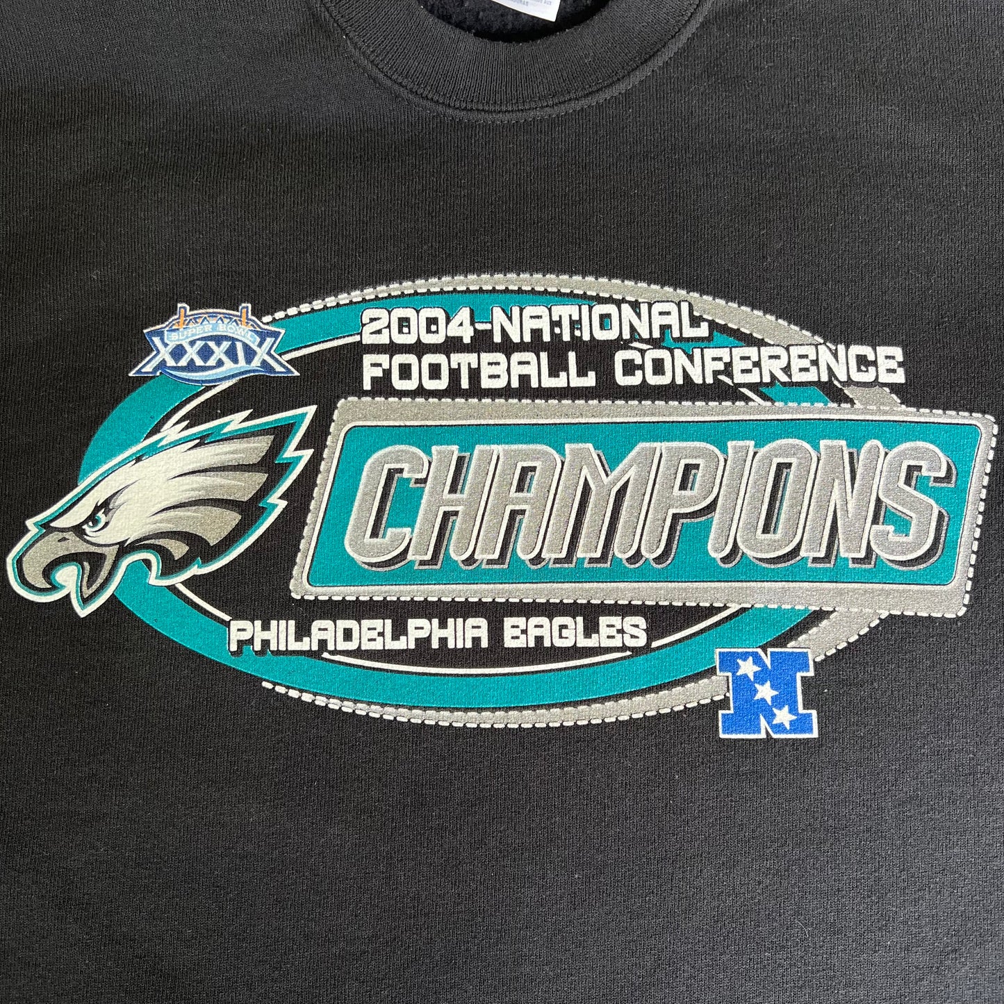 2004 NFL Philadelphia Eagles NFC Champions Black Sweatshirt - XL