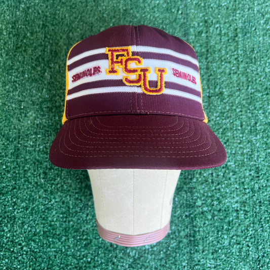 70s Florida State Seminoles 3 Stripe Trucker Snapback Hat