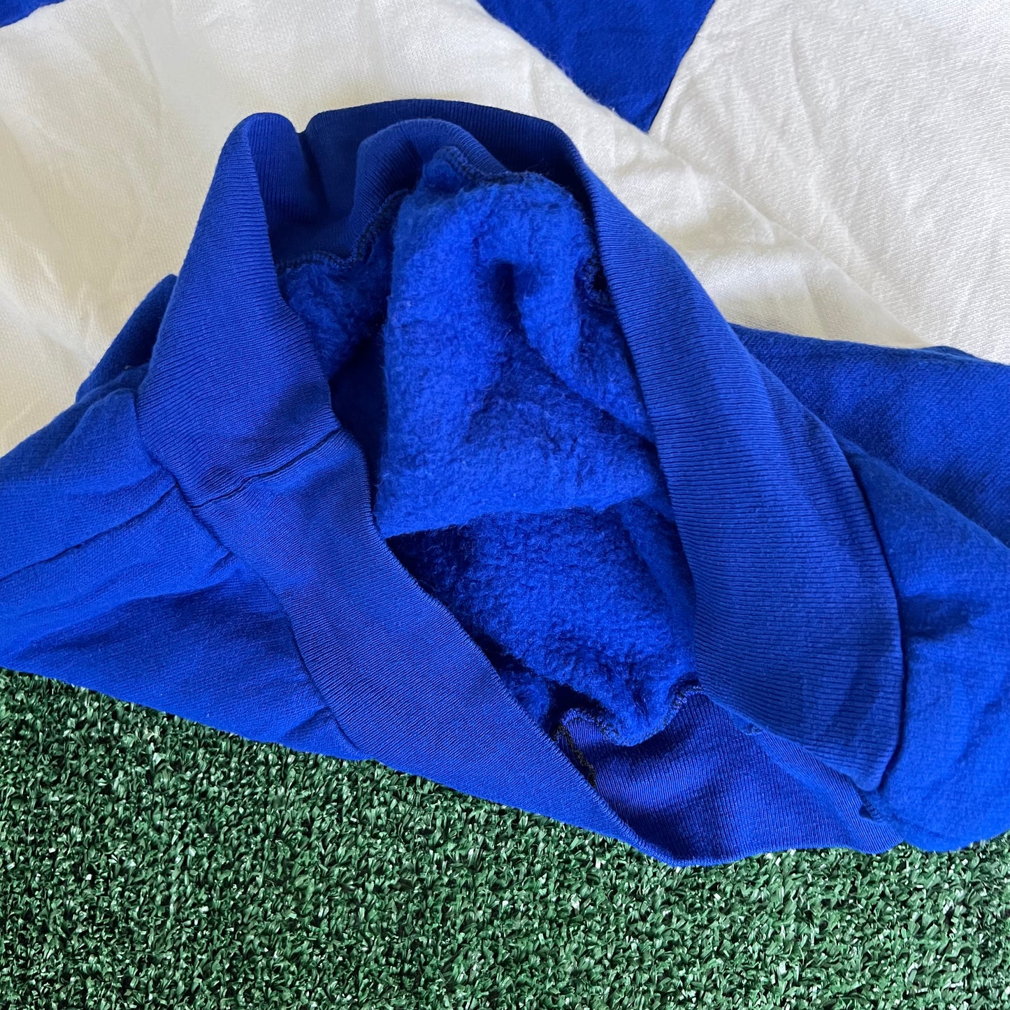 90s Kentucky Wildcats UK Blue White Old English Colorblock Boxy Hoodie 24x24" - Large
