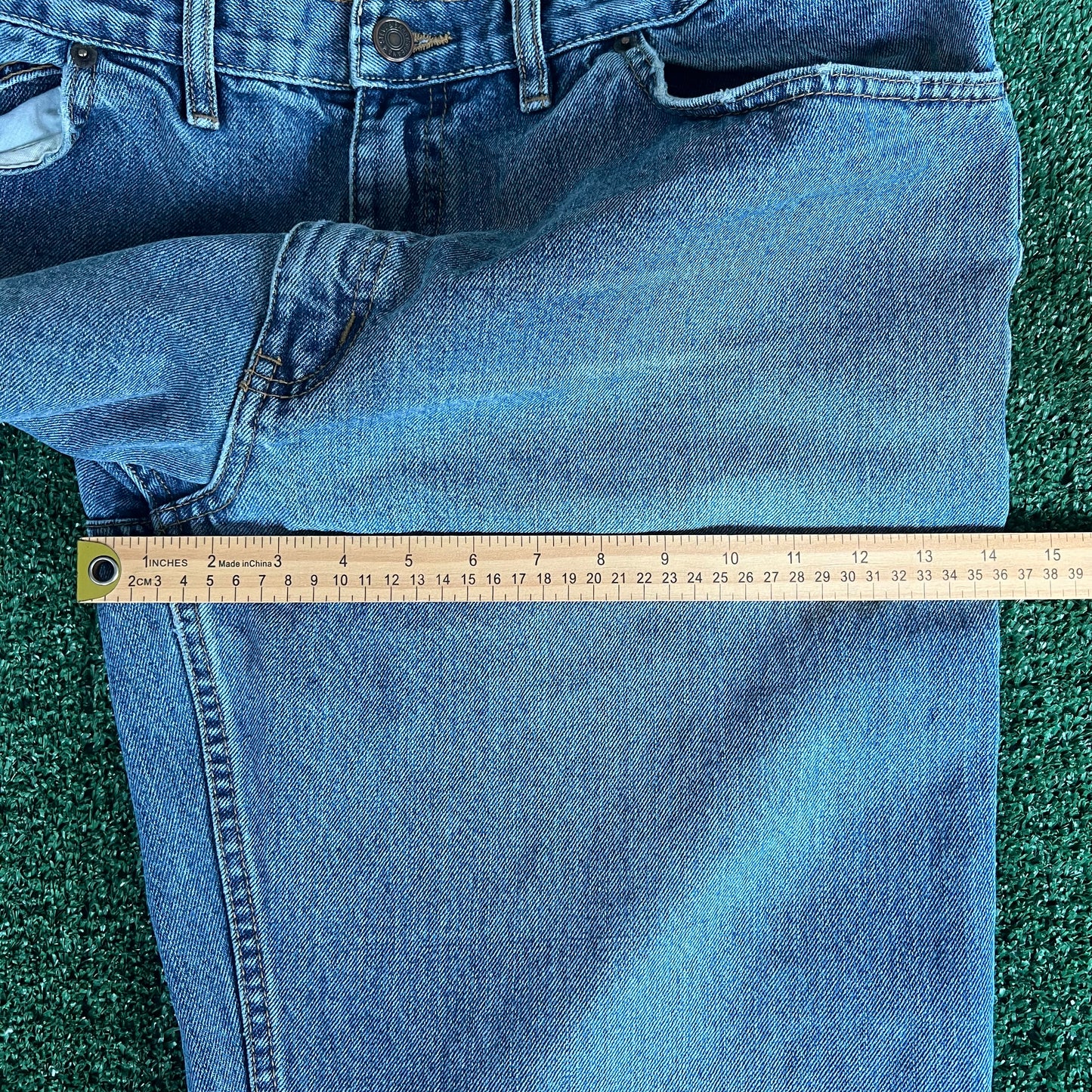 Y2K Steve & Barry's Baggy Wide-Leg Blue Jeans - 37x31" 22" Openings