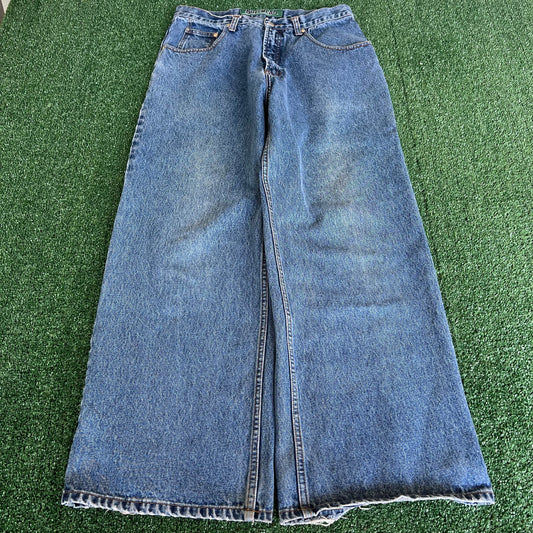 90s Y2K Bullhead Pipes Wide-Leg Blue Jeans - 32x29" 23" Opens
