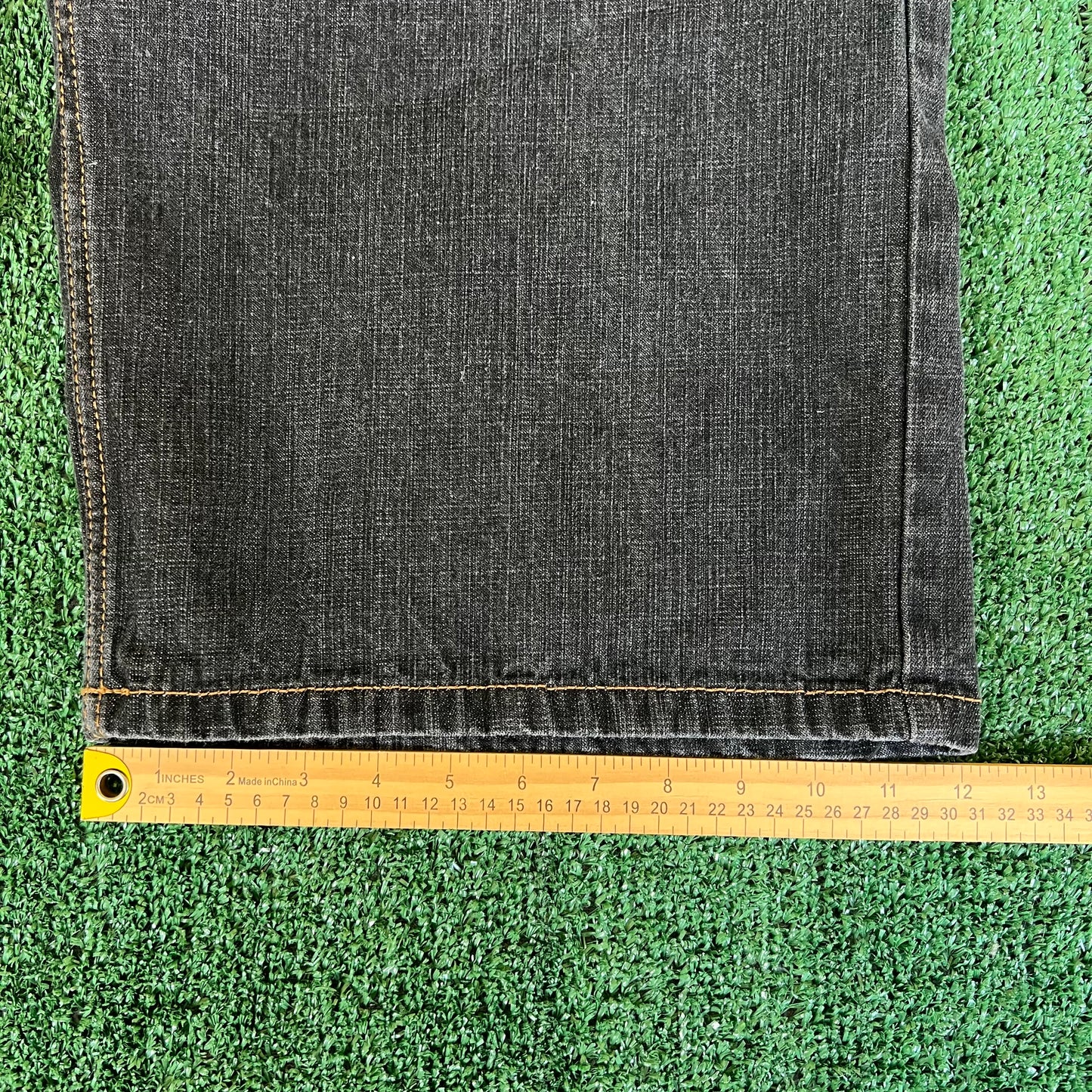 Y2K Brooklyn Express Rising Sun Baggy Black Jean Shorts - 34x14.5"