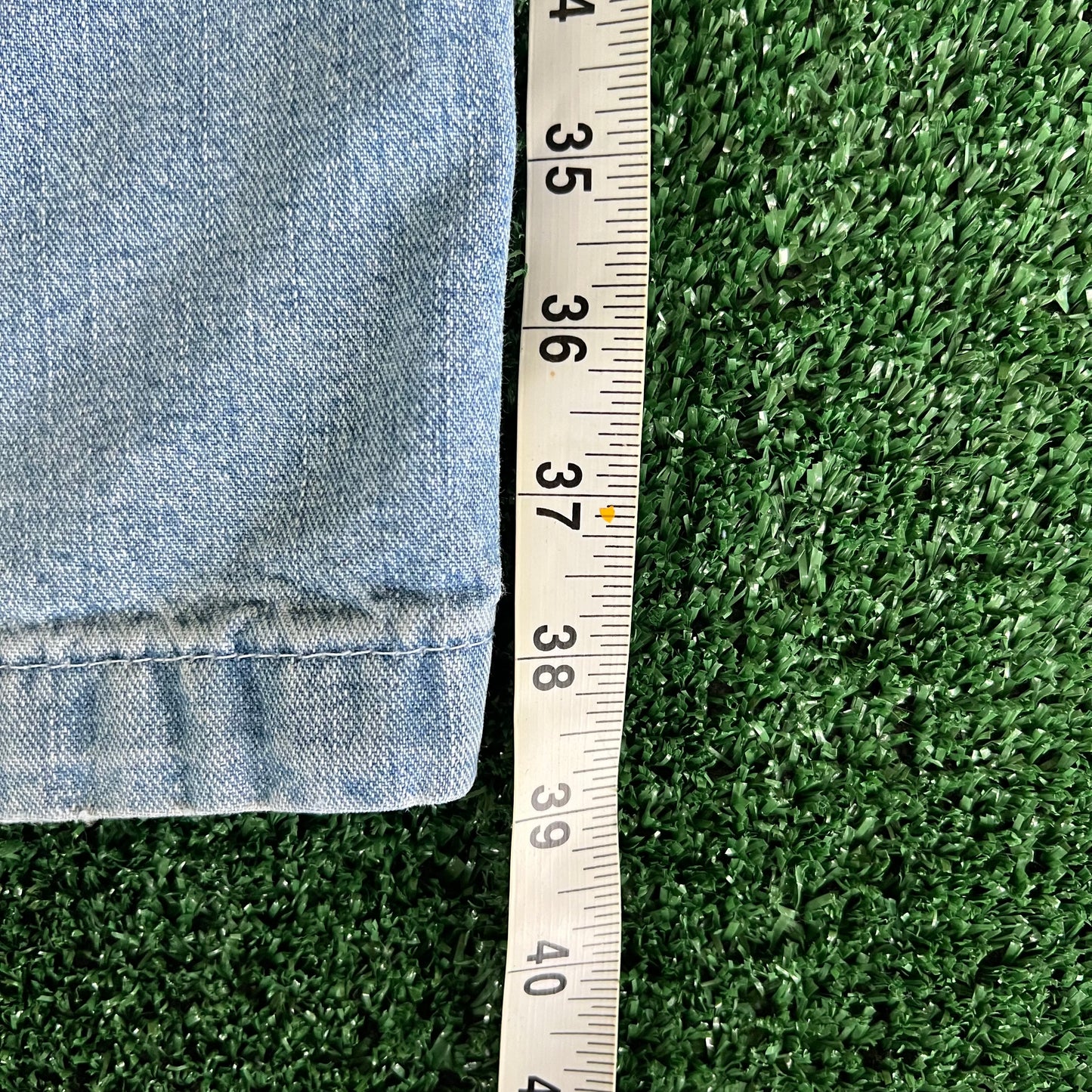 Y2K Tommy Hilfiger Baggy Carpenter Light Wash Blue Jeans - 33x29.75" 18" Opening