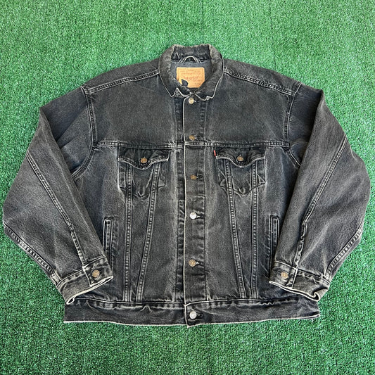 VTG 80s Men's Levi's Black Red Tab 70507-4159 #287 Button USA Trucker Jacket - XL