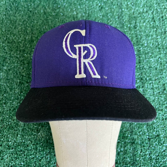90s MLB Colorado Rockies Purple Black Snapback Hat