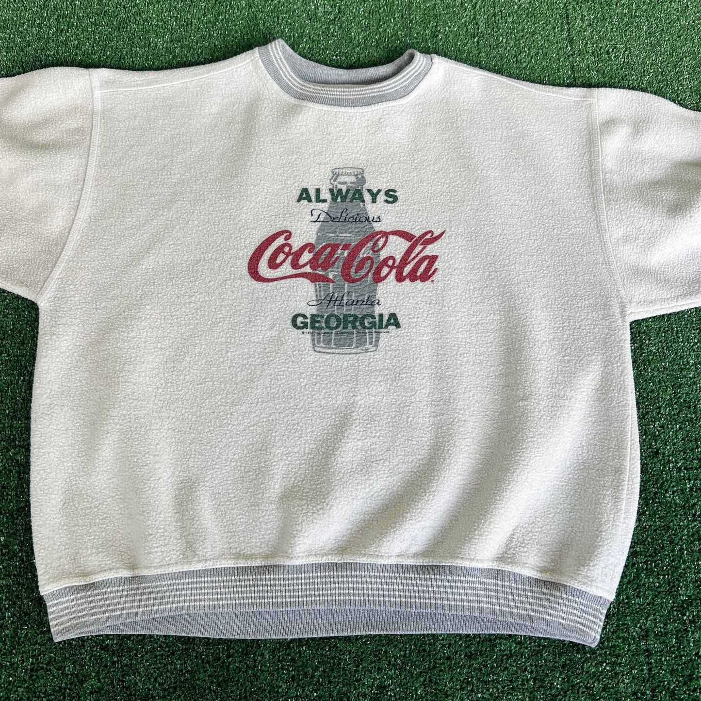 90s Coca-Cola Atlanta Bottle Logo Gray Sweatshirt - XL