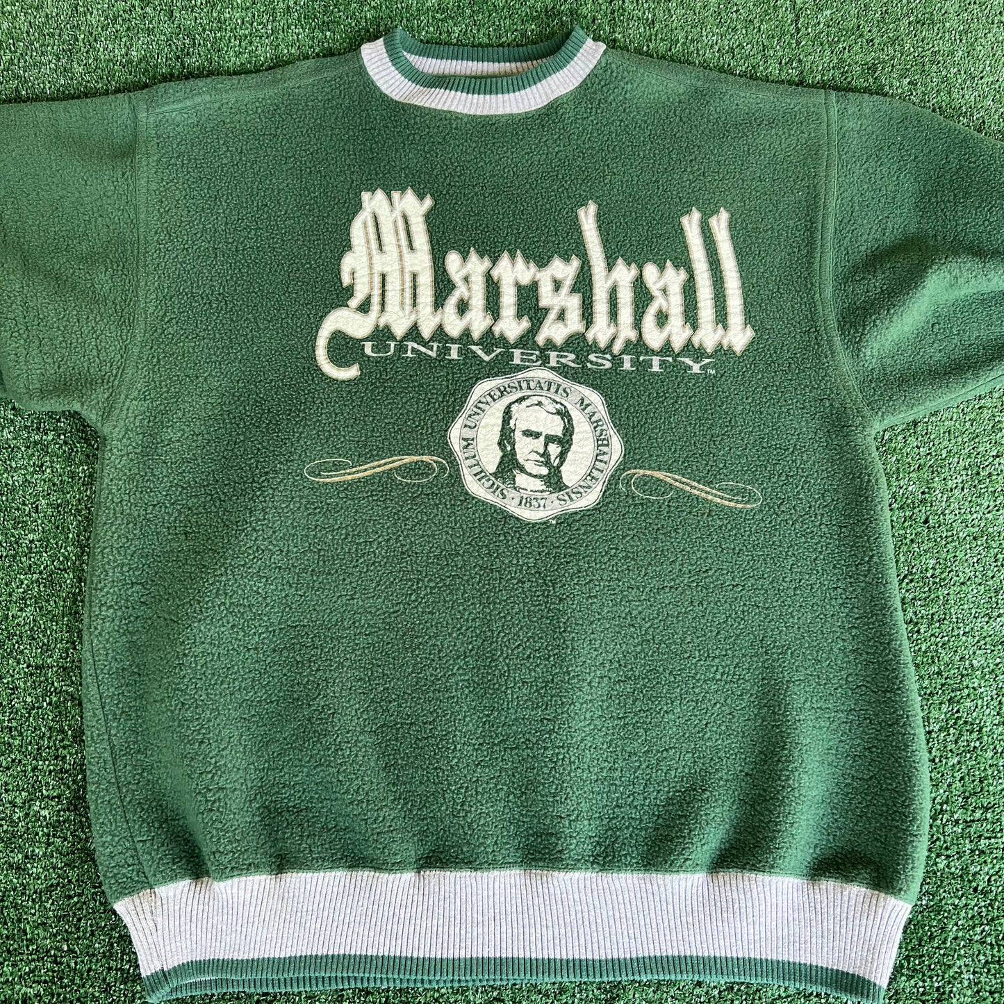 90s Savvy Marshall Thundering Herd Dark Green Crewneck Sweatshirt - XL