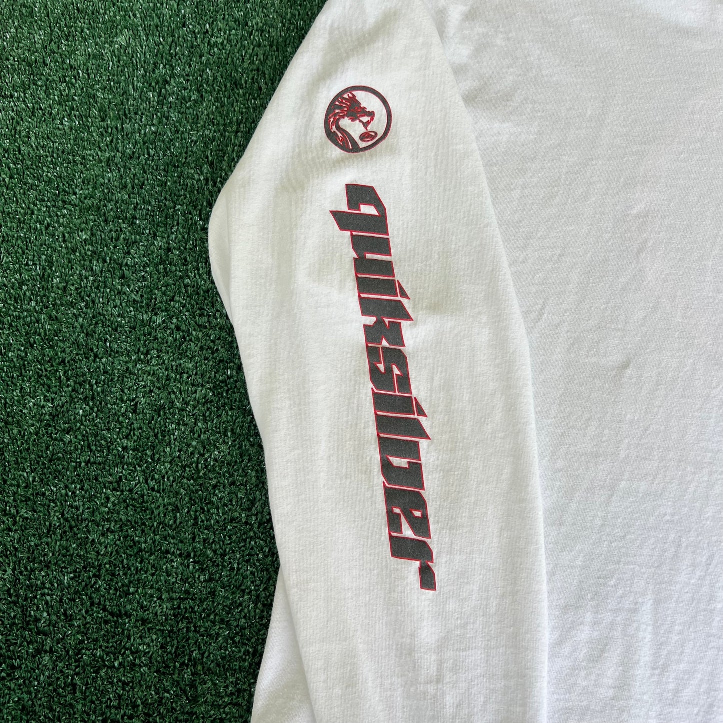 90s Quicksilver Dragon Spellout White Long Sleeve Shirt - Large