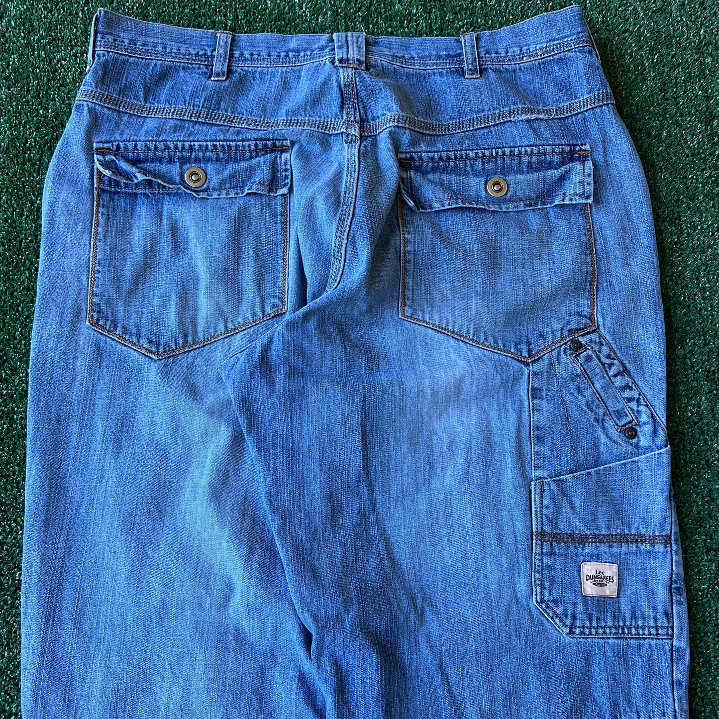 Y2K Men's Lee Dungarees Double Knee Carpenter Baggy Jeans - 36x28 20" Open Southpole Style