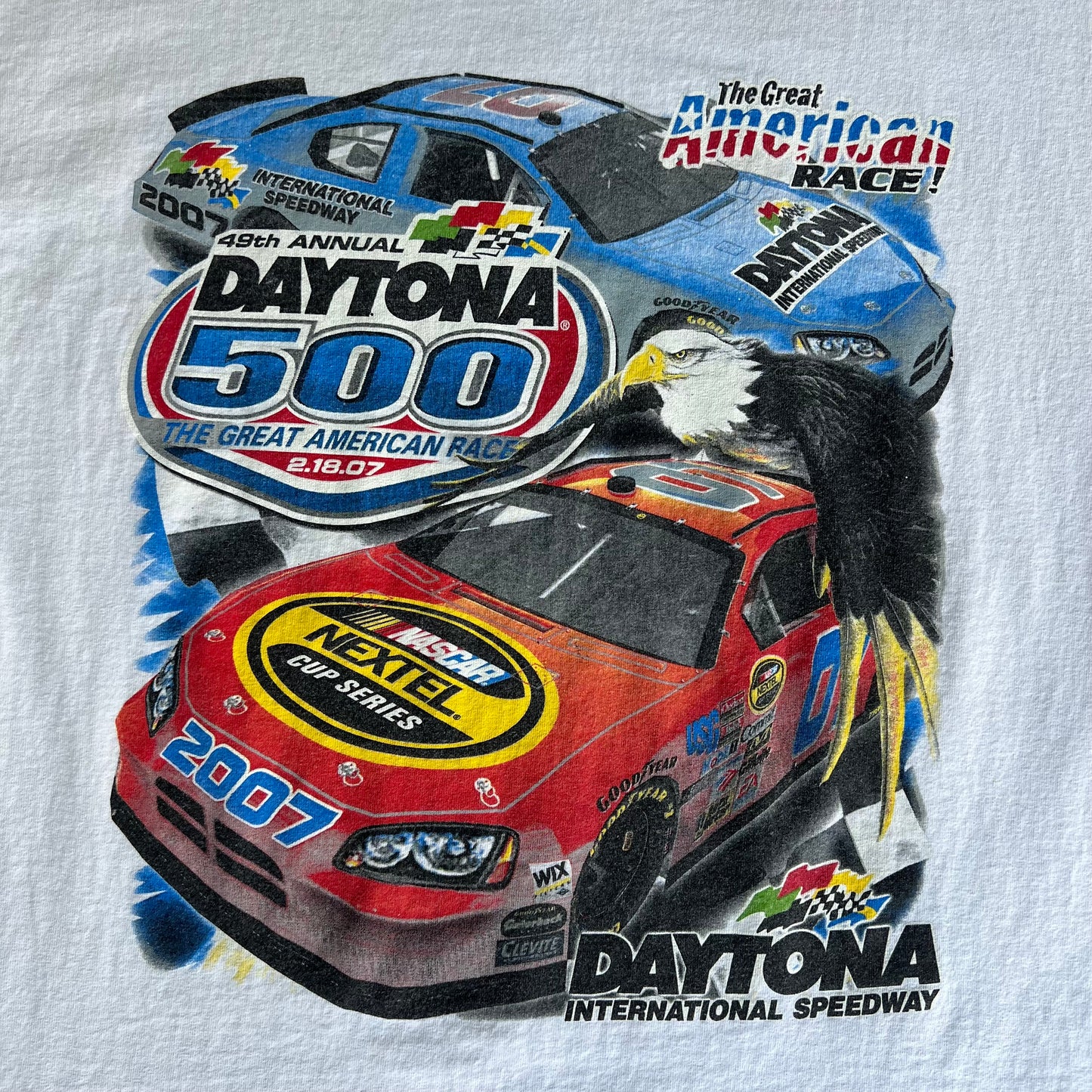 2007 Nascar Daytona 500 Dale Earnhardt White Double Sided T-Shirt - XL