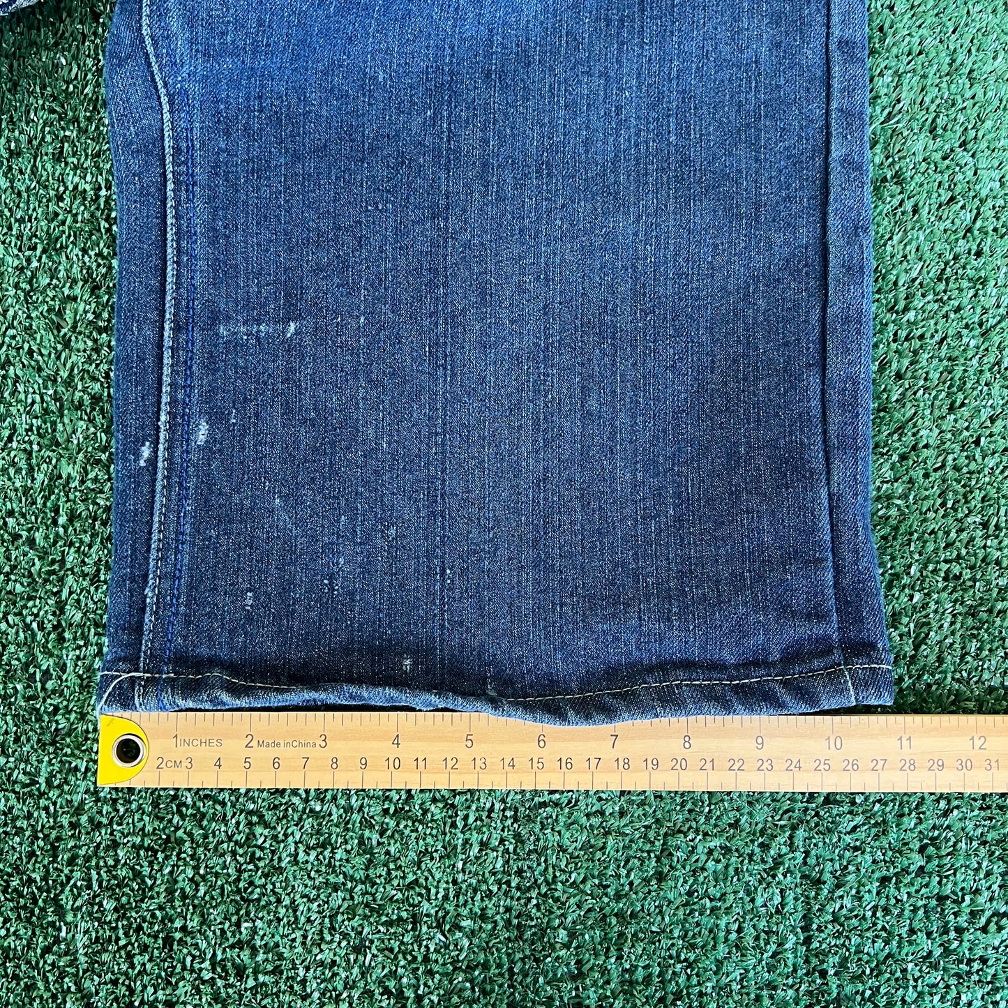 Y2K Distressed Old Skool Embroidered Indigo Blue Jean Shorts - 25x11"