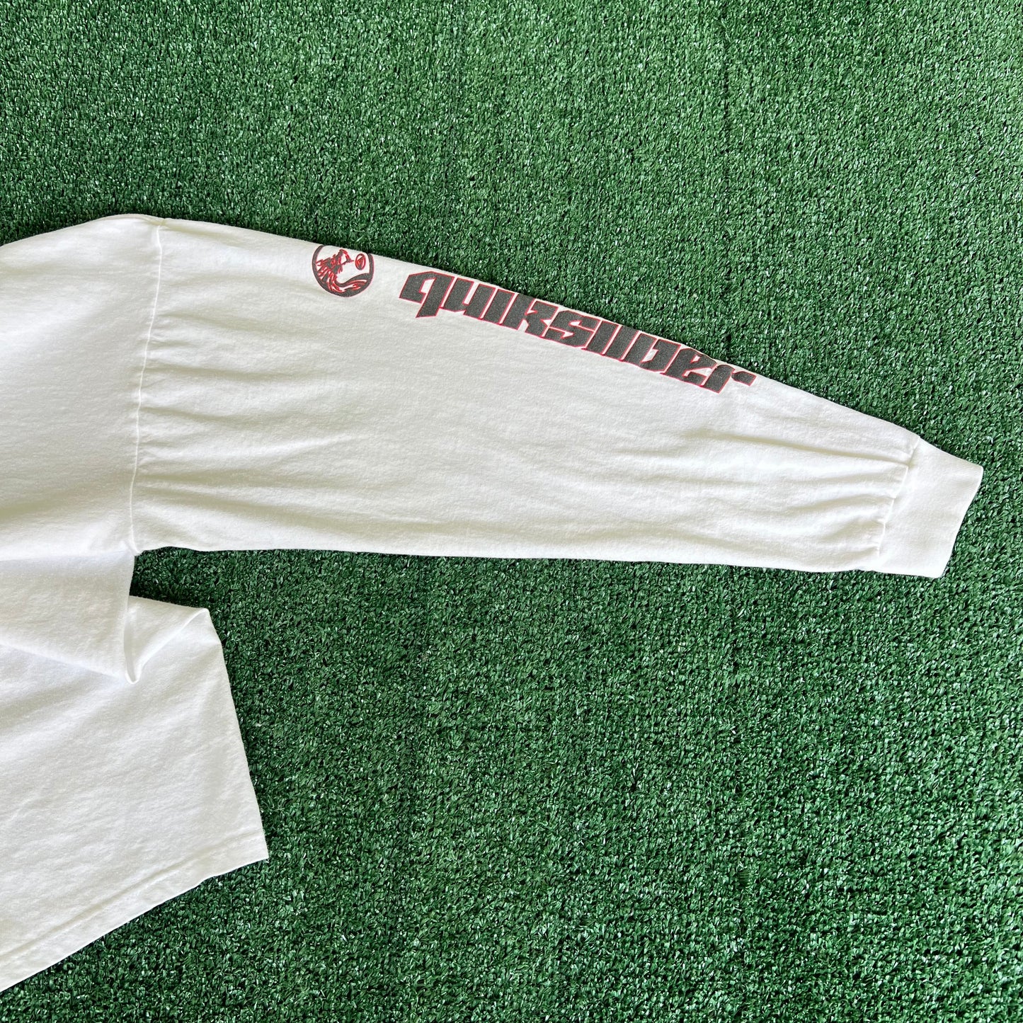 90s Quicksilver Dragon Spellout White Long Sleeve Shirt - Large
