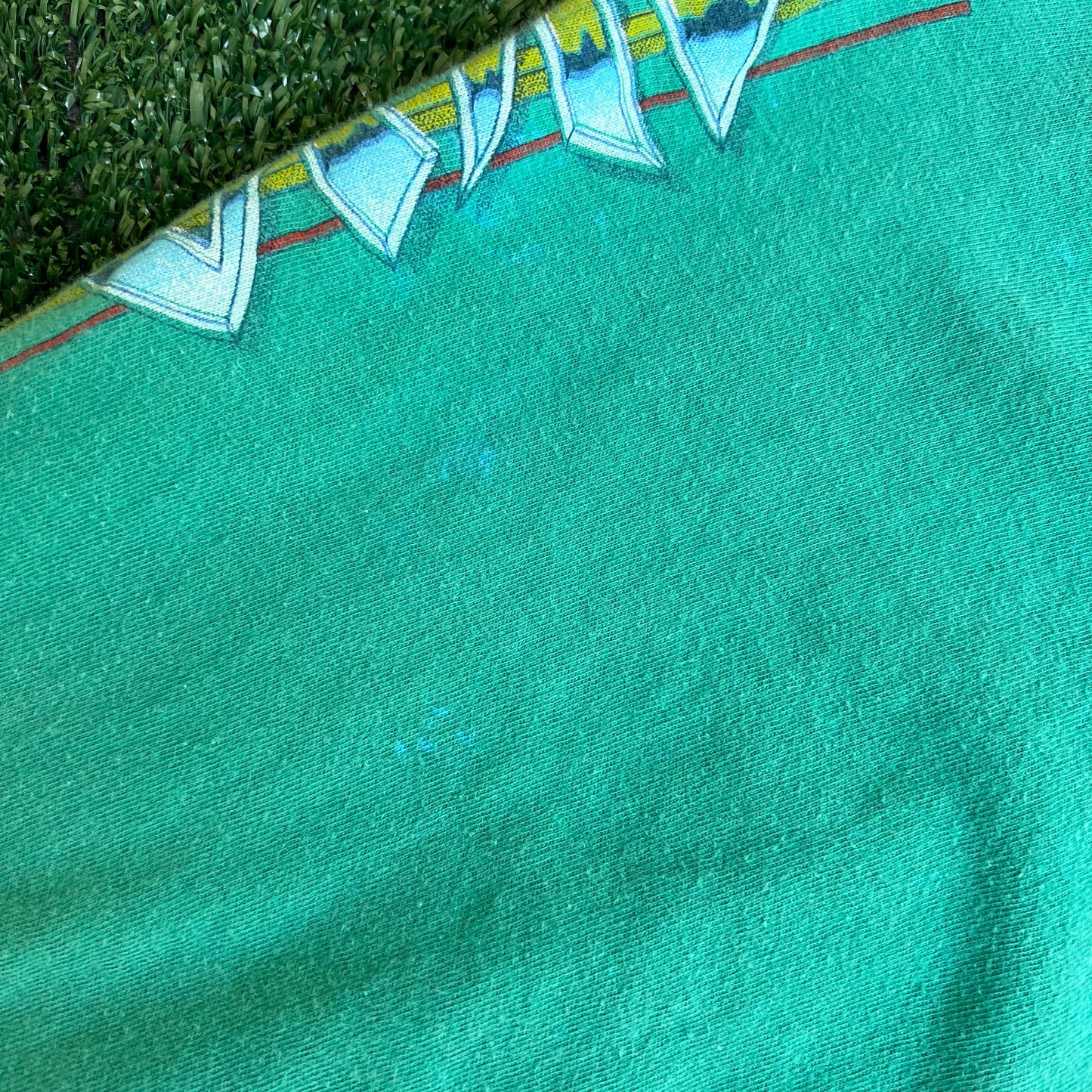 VTG 80s Men's Ron Jon Surf Shop Teal Green Long Sleeve Pocket T-Shirt XL 23x25.5