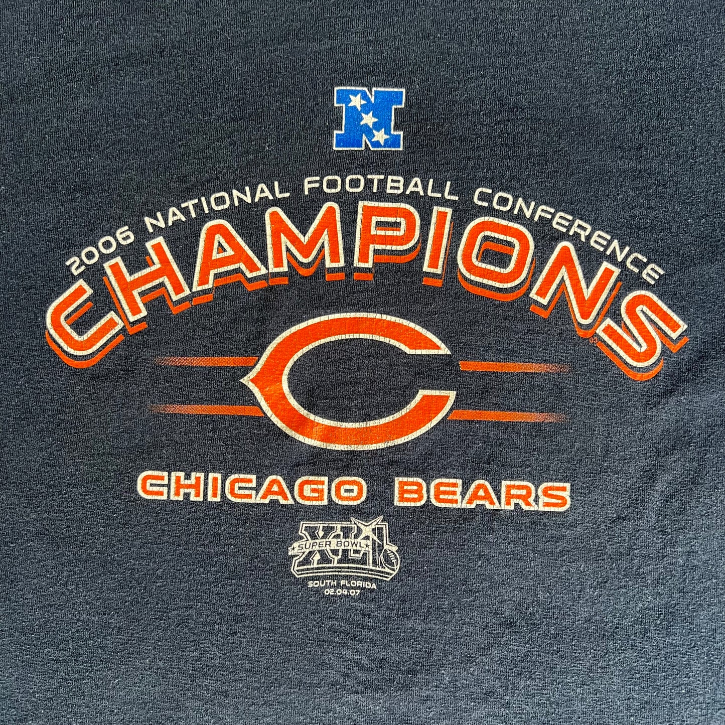 2006 NFL Chicago Bears NFC Champions Navy Blue T-Shirt - Medium