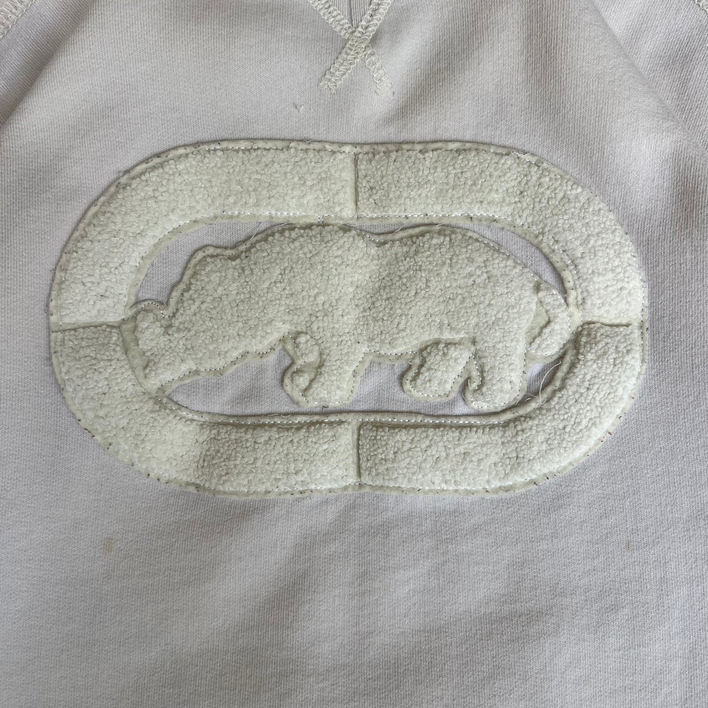 Vintage Y2K Ecko Untld. Hoody Rhino Skater Cream White Heavyweight Hoodie XL