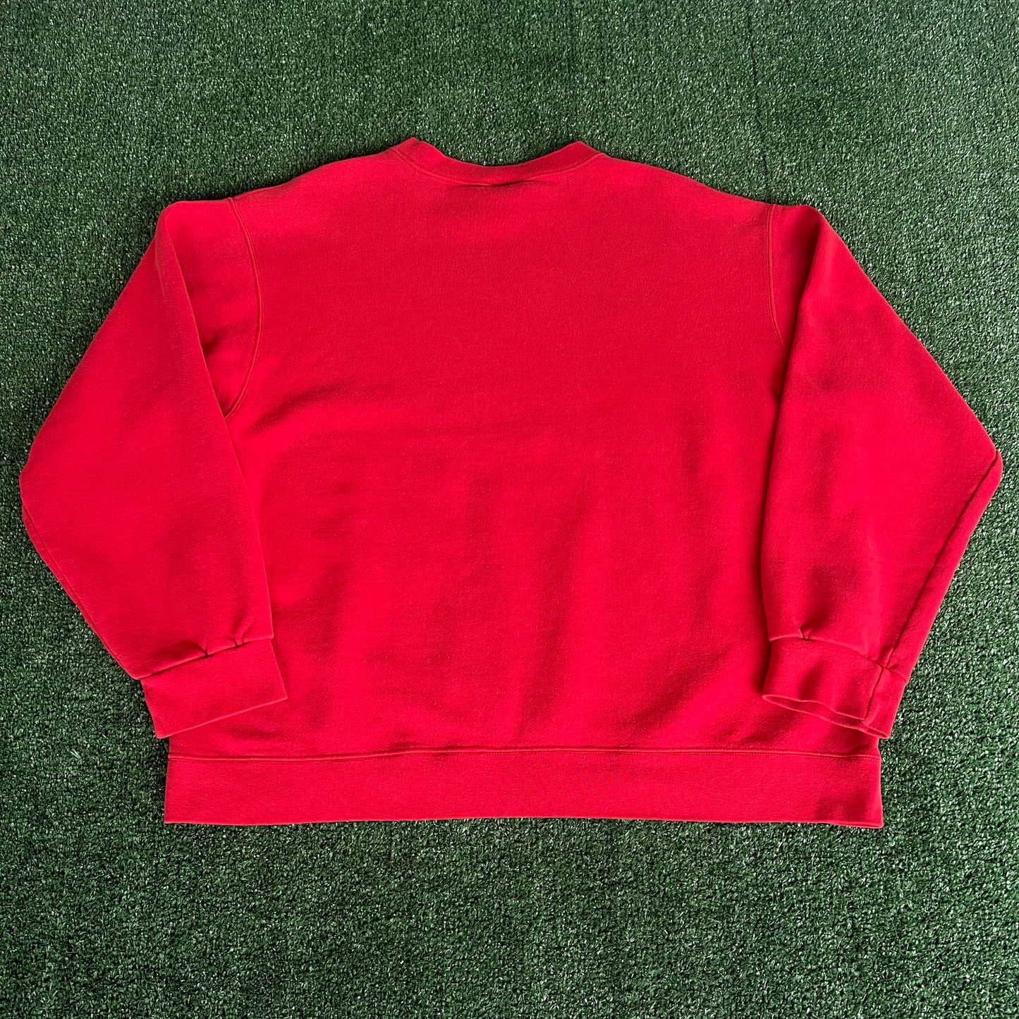 Y2K Nike Red White Essential Side Swoosh Heavyweight Crewneck Sweatshirt - XL