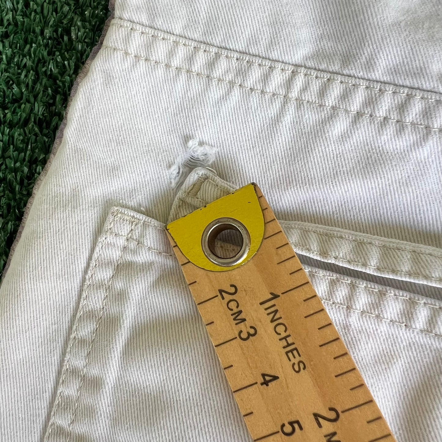 90s Levi's L2 Distressed Khaki Side Stripe Shorts - 30x10.5"