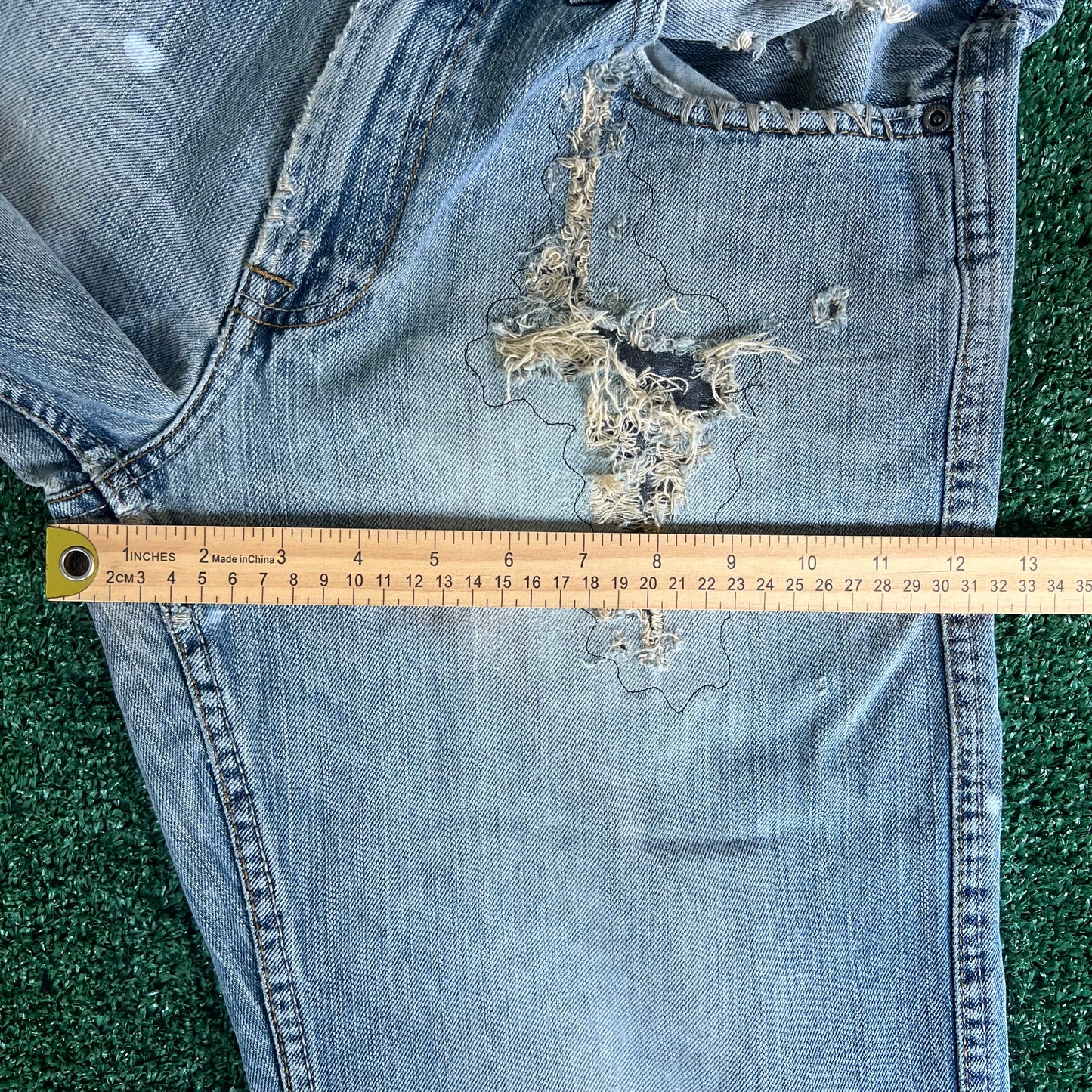 Y2K Surplus Eagle Wide-Leg Baggy Blue Jeans - 34x32.5" 20" Opens