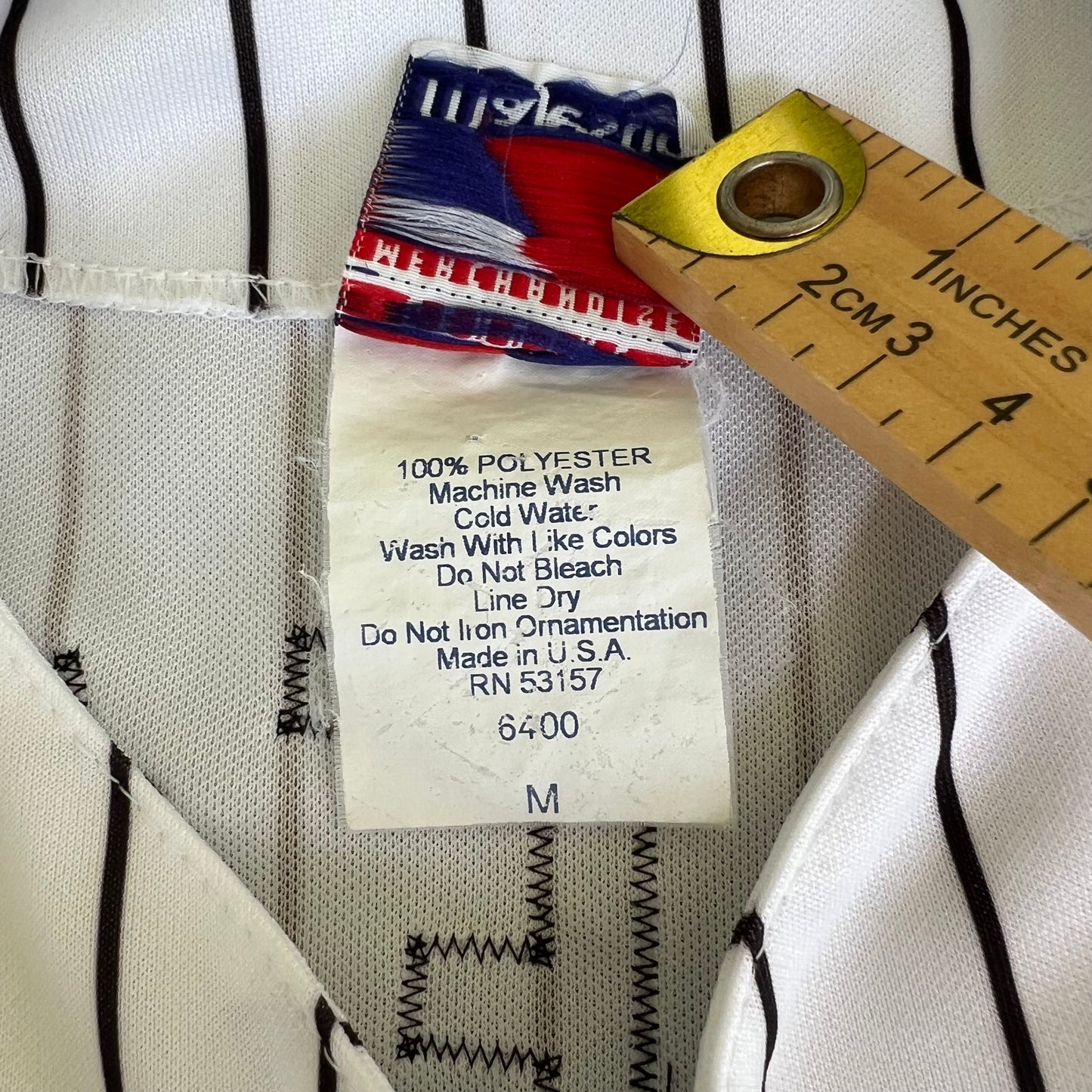Y2K Majestic MLB Chicago White Sox Joe Crede #24 White Pinstripe Baseball Jersey - Medium