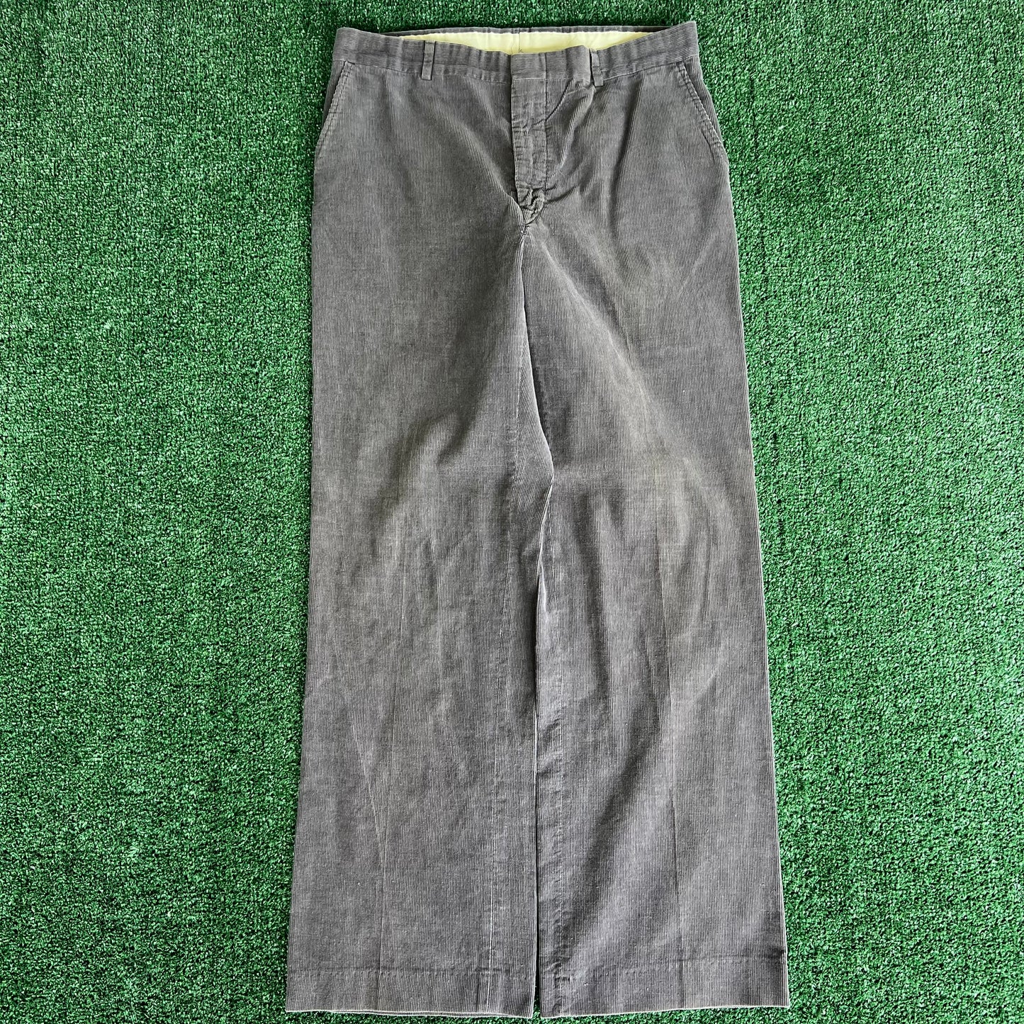 70s Gray Corduroy Wide-Leg Baggy Pants - 32x29.75" 19.5" Openings
