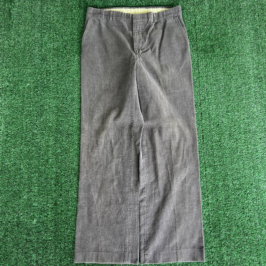 70s Gray Corduroy Wide-Leg Baggy Pants - 32x29.75" 19.5" Openings