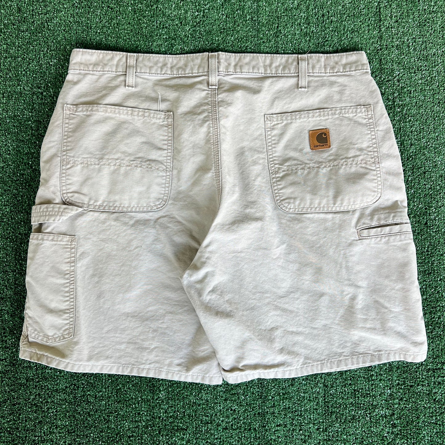Y2K Carhartt B144 TAN Light Khaki Carpenter Shorts - 38x8"
