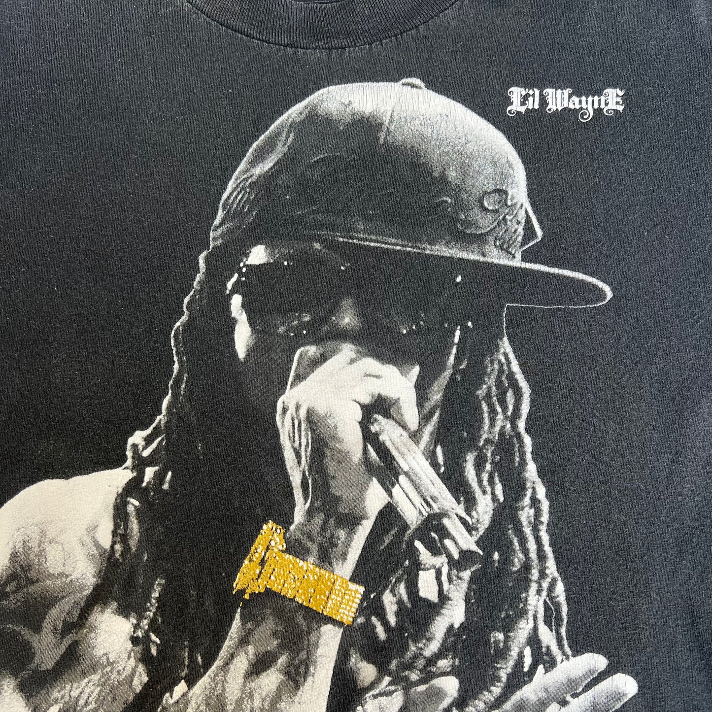 Vintage Y2K Men Live Nation Lil Wayne Weezy Big Print Rap Black T-Shirt - Medium