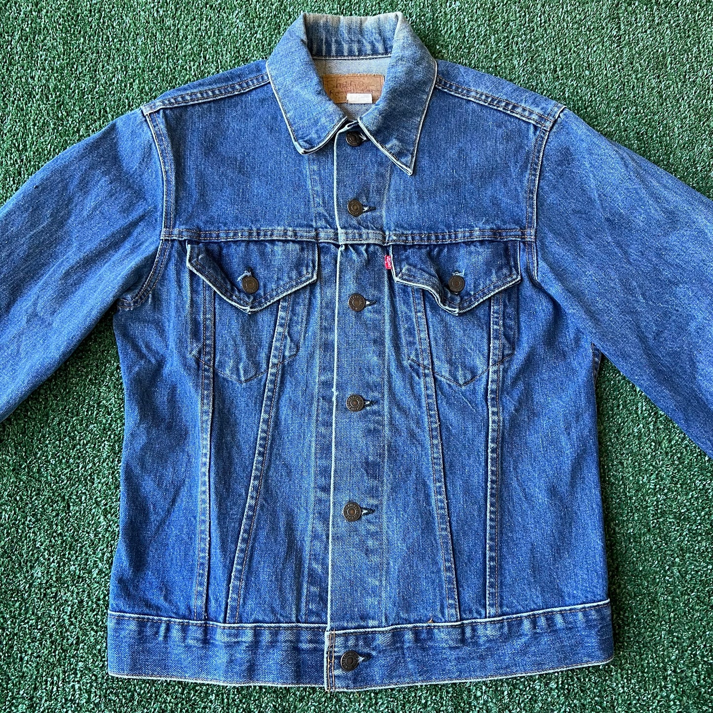 70s Levi’s 70505-0217 Type 3 Indigo Denim Jean Jacket Small E #52 B - Size 36 Small