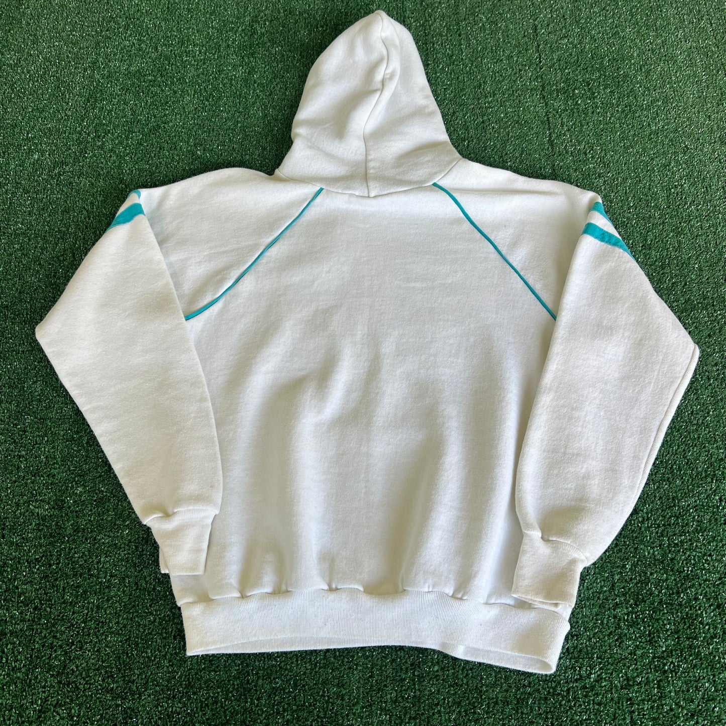 70s Velva Sheen Princeton White Baby Blue Lightweight Hoodie Large 20x24