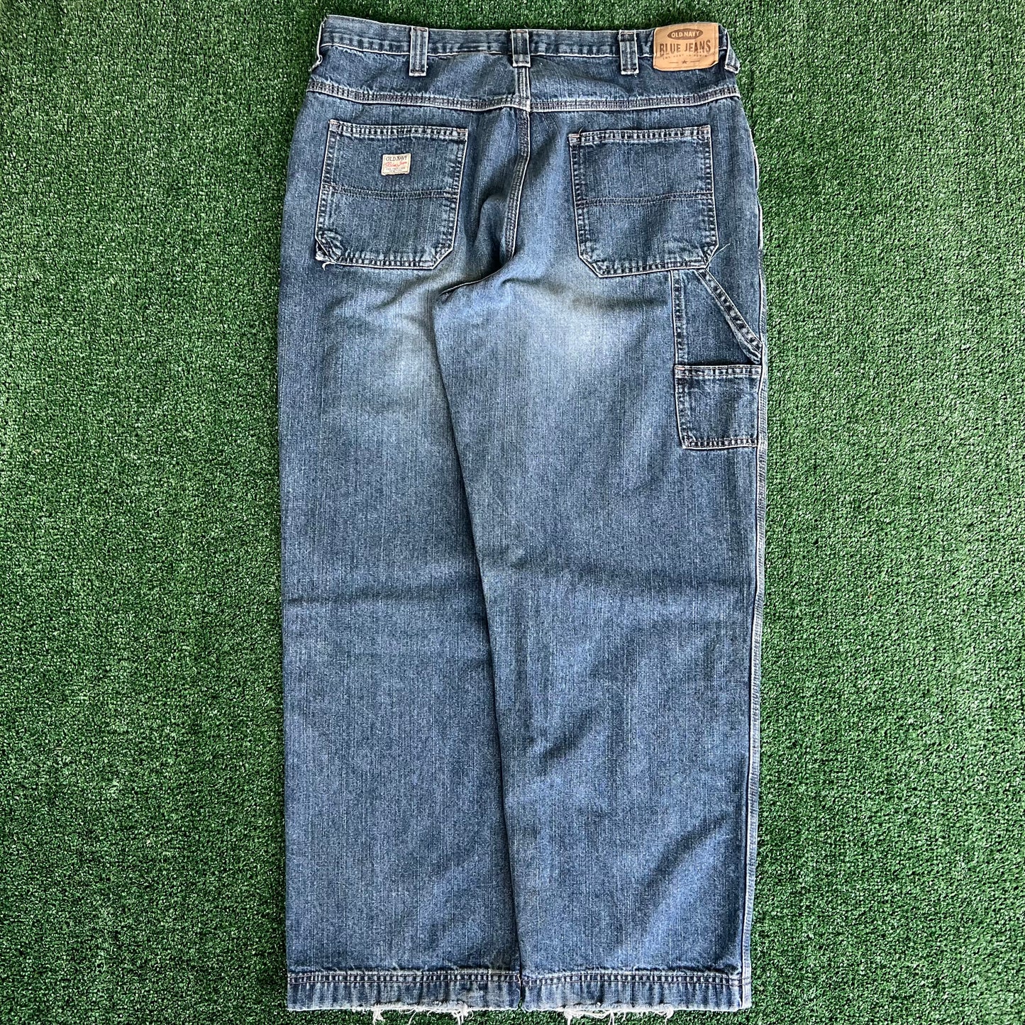 Y2K Old Navy Carpenter Baggy Medium Wash Blue Jeans - 37x30.5" 18.5" Openings