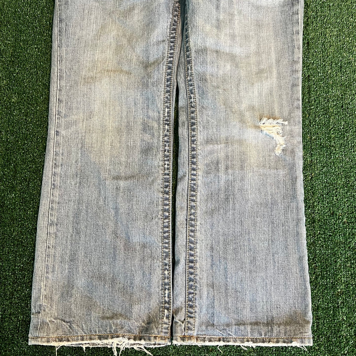 Y2K MEK Baggy Wide-Leg Bootcut Flared Light Wash Blue Jeans - 36x30" 20.5" Openings