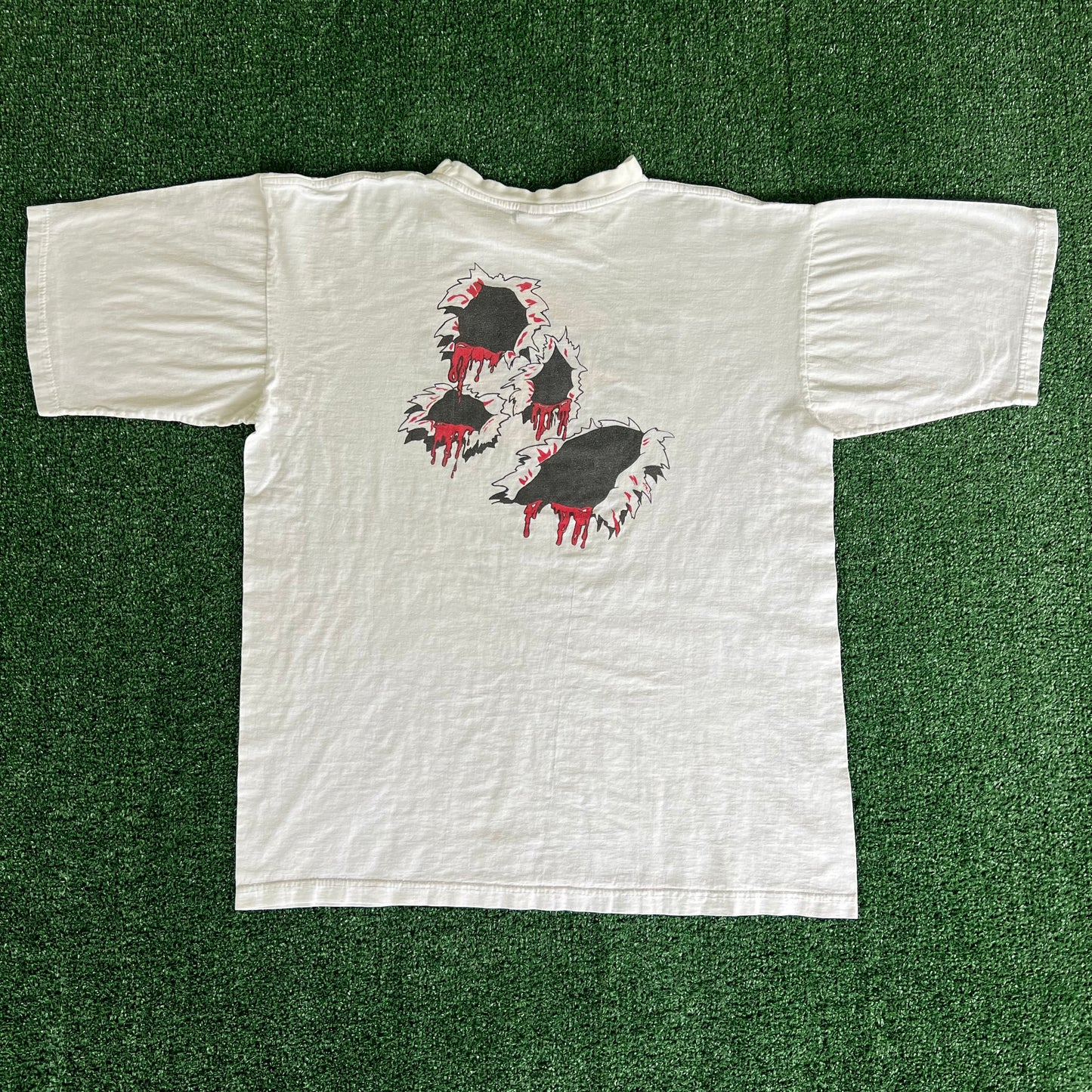 90s Hard Rock Cafe Bootleg Bullet Hole White T-Shirt - Large