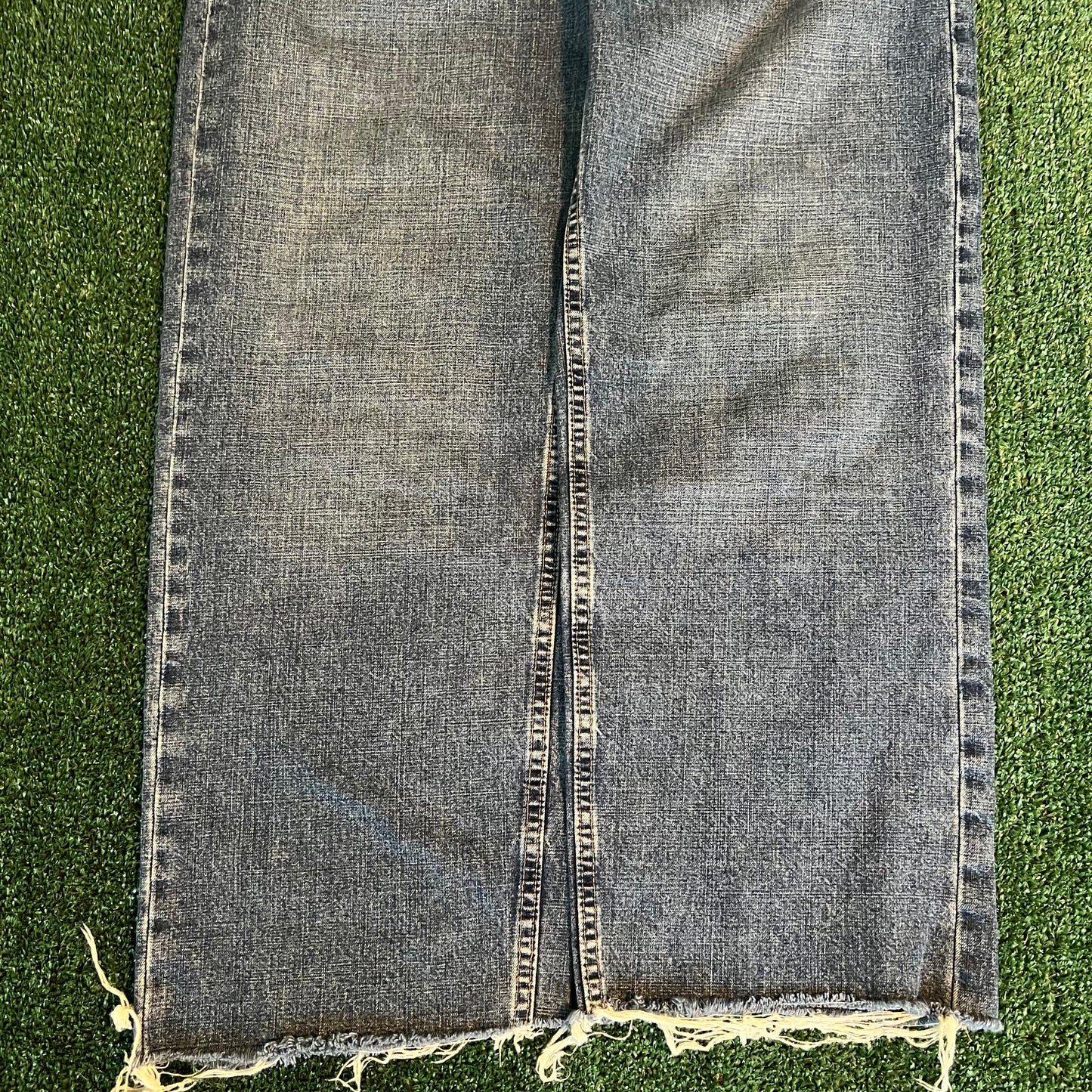 Y2K Nautica Baggy Wide-Leg Medium Wash Blue  Cutoff Jeans - 32x28" 20" Opening