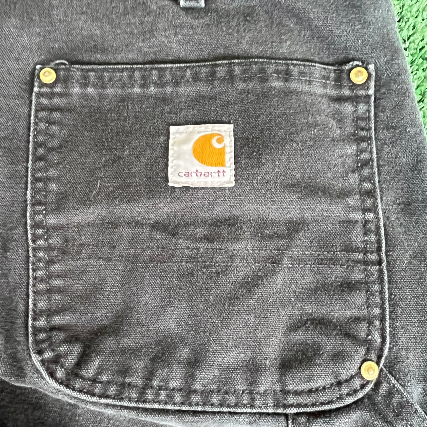 Y2K Carhartt Double Knee Carpenter Faded Black Pants - 33x29.5"