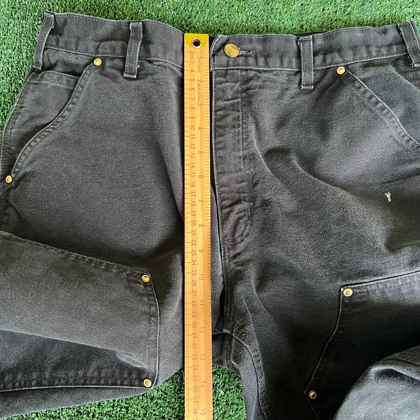 Y2K Carhartt Double Knee Carpenter Faded Black Pants - 33x29.5"