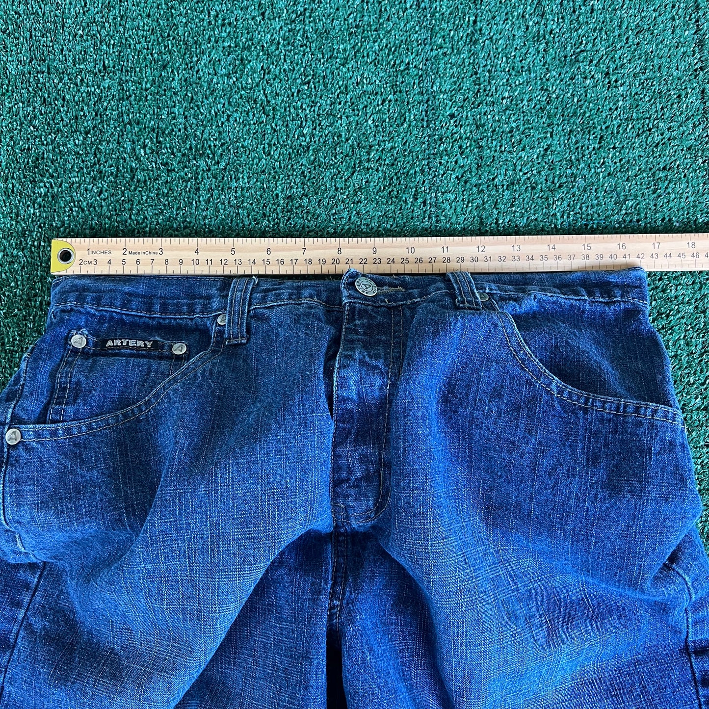 Y2K Artery Baggy Long Blue Jean Shorts - 33x20.75"