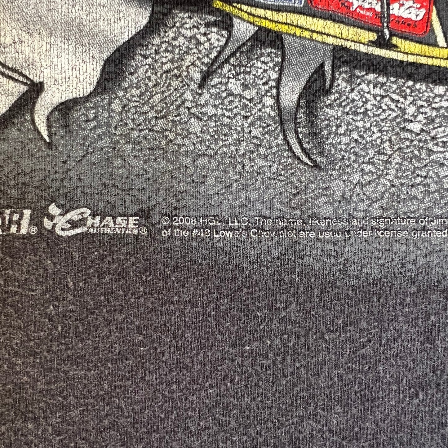 VTG Y2K Mens Chase Authentics Nascar Jimmie Johnson Faded Black AOP T-Shirt - 2XL