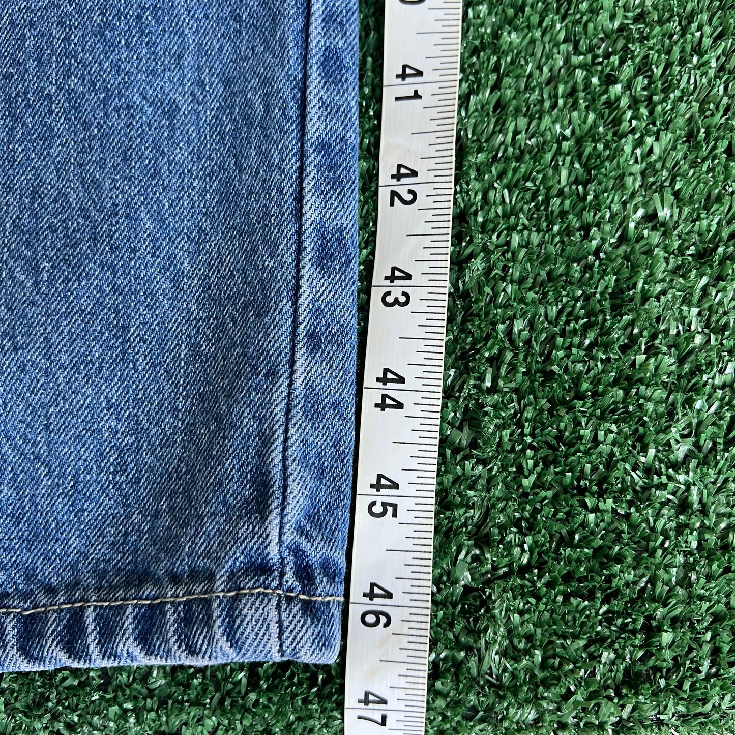 Y2K Bad Boy Records Blue Baggy Wide-Leg Jeans - 37x33.5" 20" Opening
