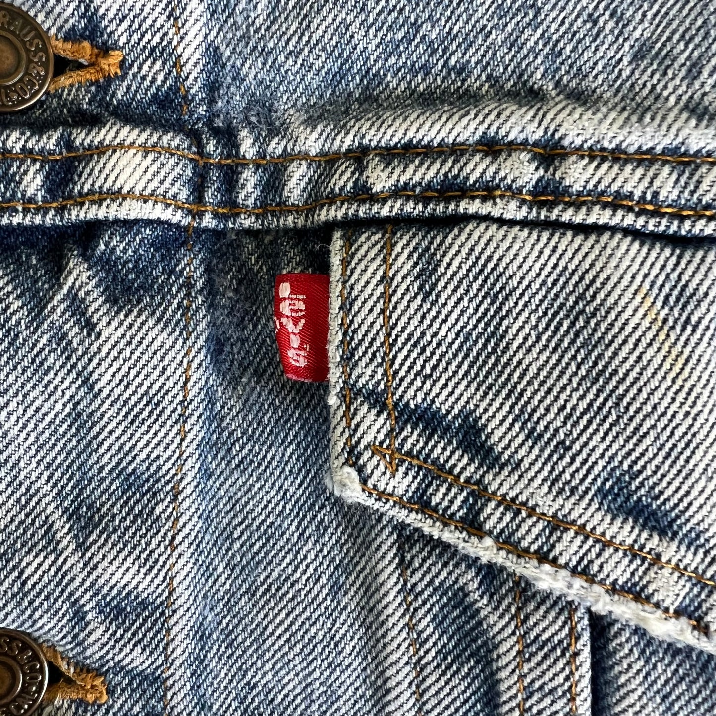 80s Levi's Type 3 Trucker USA Made Acid Wash Blue Jean Jacket - Large