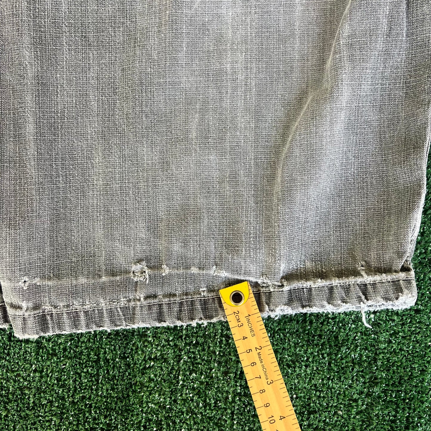 Y2K Southpole Faded Gray Baggy Distressed Jean Shorts - 40x13"