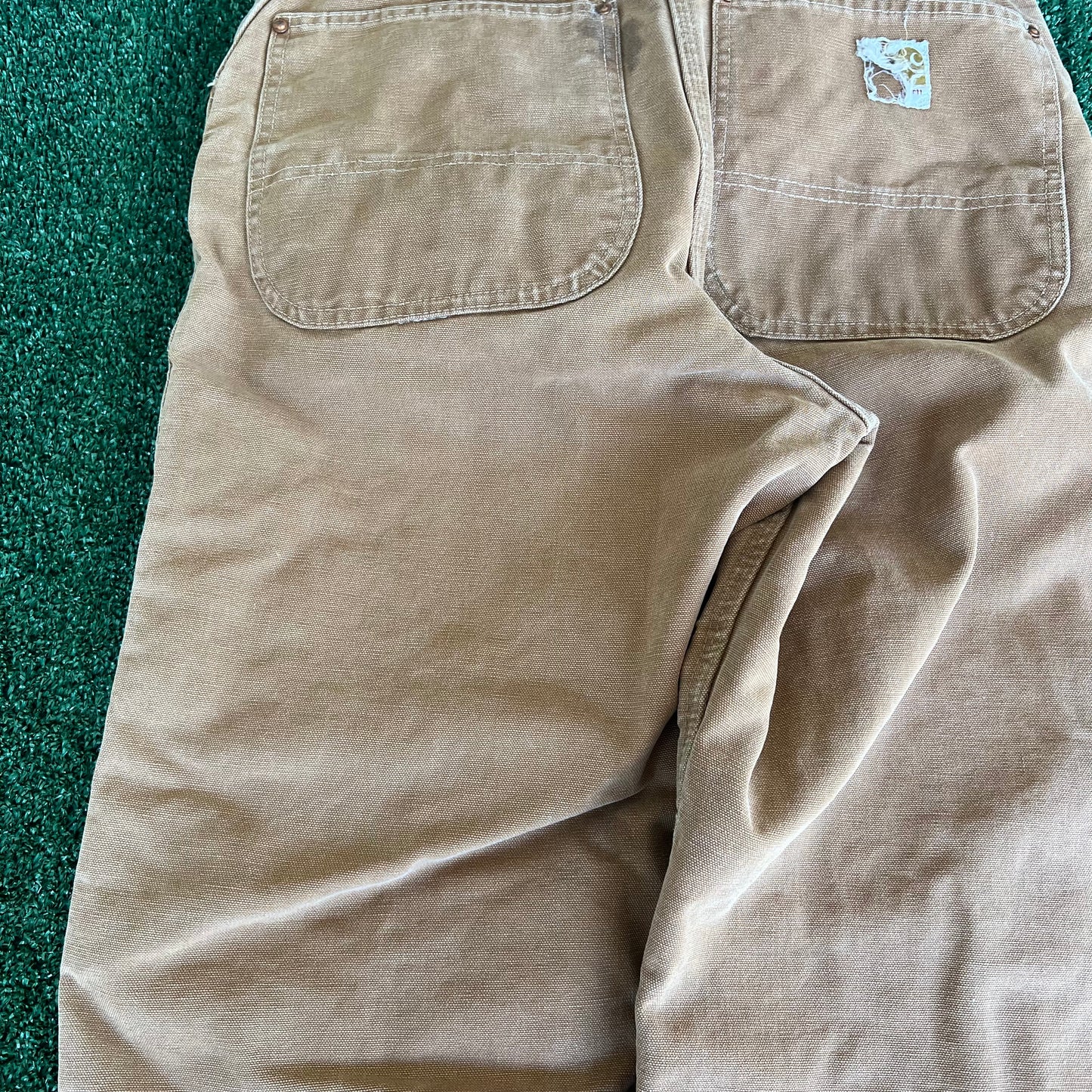 70s Carhartt Brown Canvas Red Lined Quilted Talon Zipper Pants - 32x27.5"