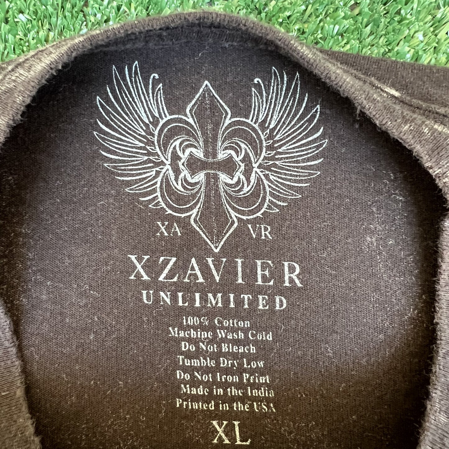 Men's Y2K Xzavier Black AOP Angel Wings Cross Affliction Style Black T-Shirt XL