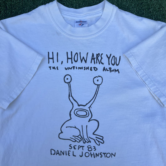 Vintage Daniel Johnston “Hi, How Are You” T-Shirt Men’s Small White Y2K Nirvana Kurt