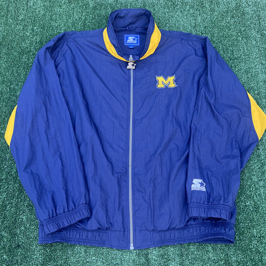 VTG Starter Michigan Wolverines Windbreaker Men’s 2XL Navy Blue Full Zip 90s UM